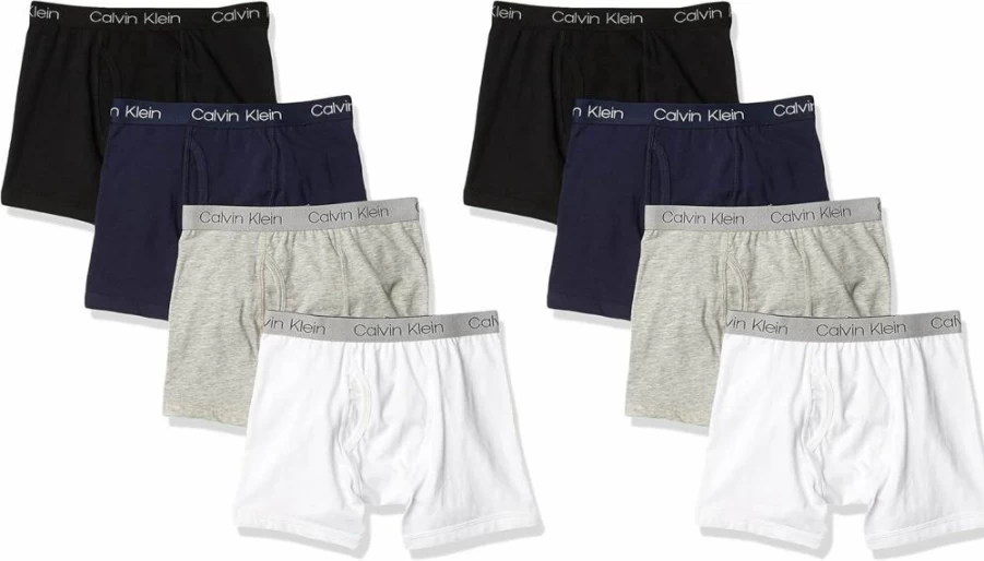 Calvin Klein Boys' 8-Pack Cotton Boxer Briefs - Soft Comfort Underwear Value Pack