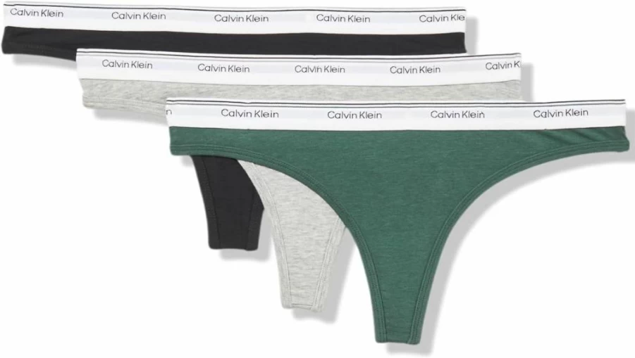 Calvin Klein Women's 3-Pack Cotton Stretch Thong Underwear - Comfortable Breathable Panties