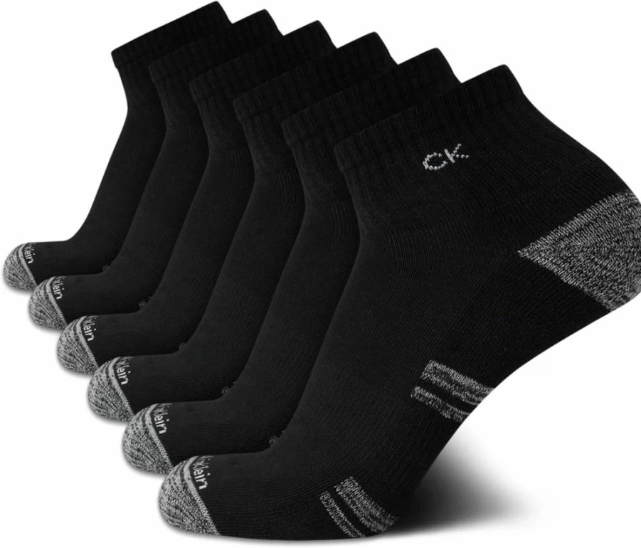 Calvin Klein Men's 6-Pack Breathable Cushioned Ankle Socks for Running, Workout & Athletic Performance (Sizes 7-12)