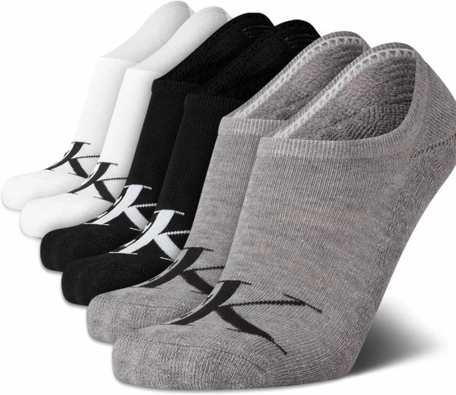 Calvin Klein Men's No Show Socks 6-Pack - Cushioned Non-Slip Low Cut Sneaker & Loafer Socks for Shoe Size 7-12