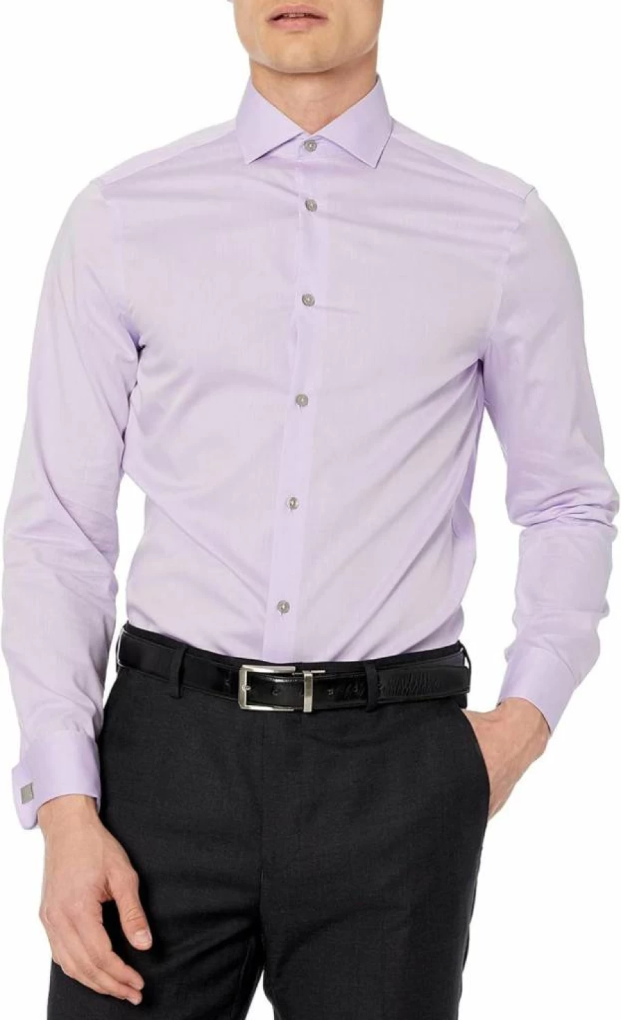 Calvin Klein Men's Slim Fit Non-Iron French Cuff Dress Shirt - Premium Formal Wear for Business & Occasions