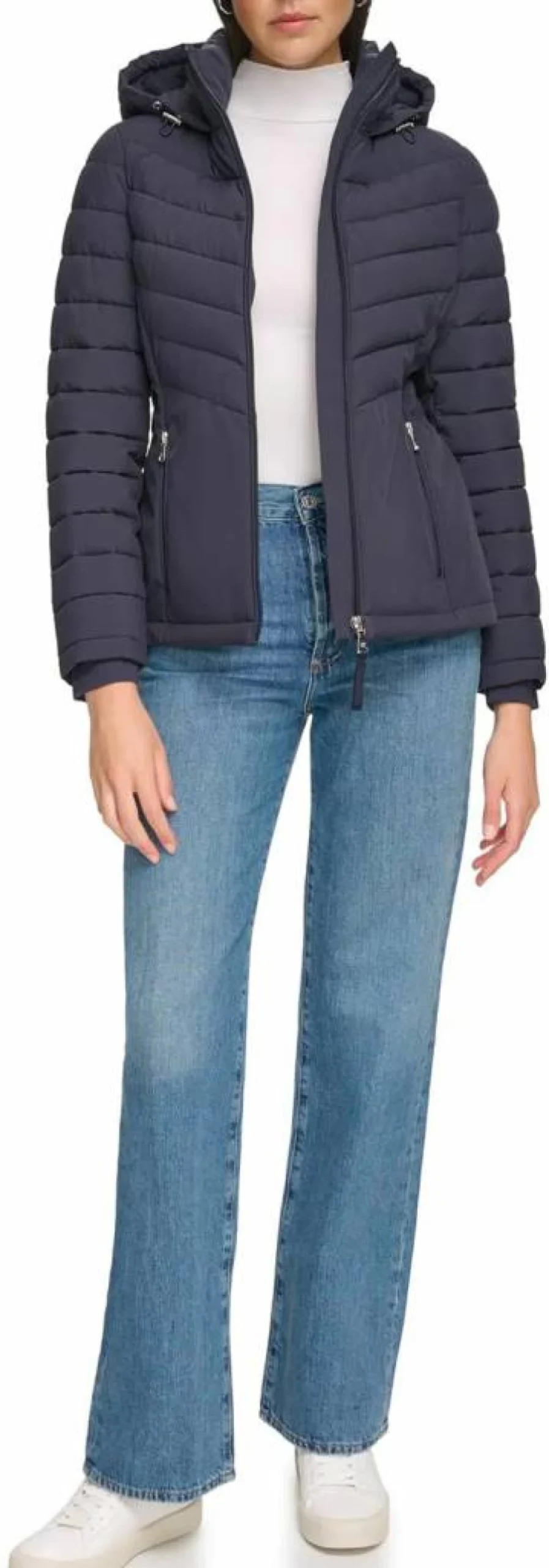 Calvin Klein Women's Classic Hooded Puffer Jacket with Zip Front for Winter Warmth