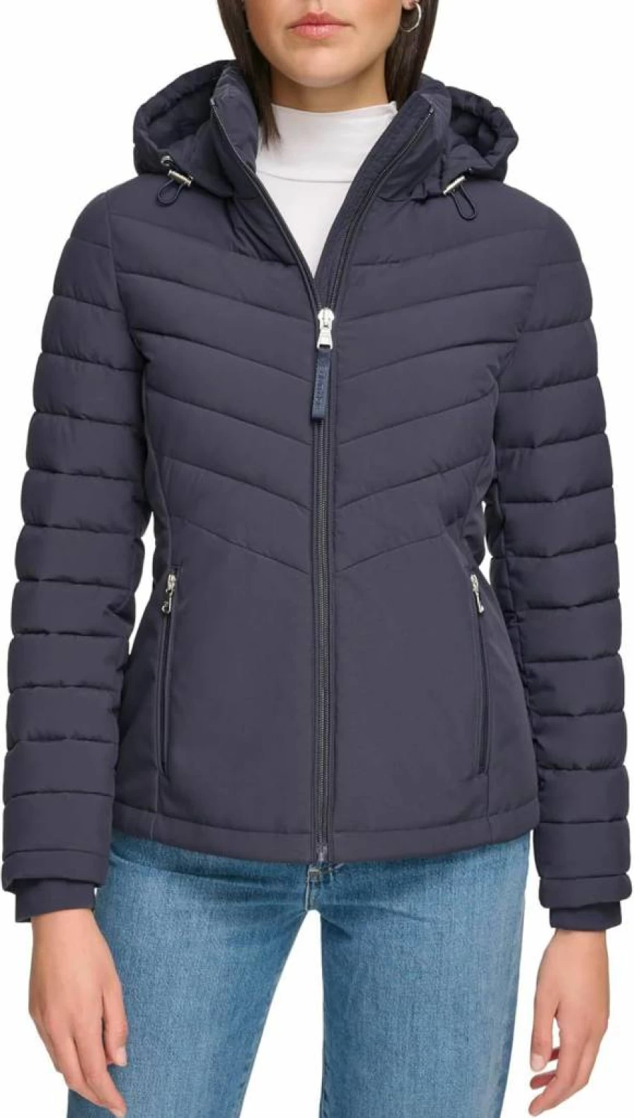 Calvin Klein Women's Classic Hooded Puffer Jacket with Zip Front for Winter Warmth