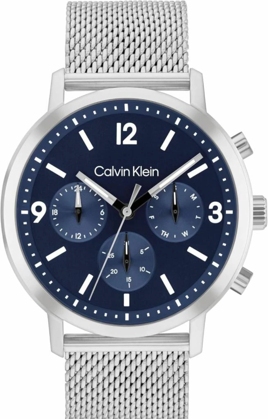 Calvin Klein Men's 44mm Stainless Steel Mesh Bracelet Multifunction Watch - 5ATM Water Resistant Fashion Timepiece for a Bold Look