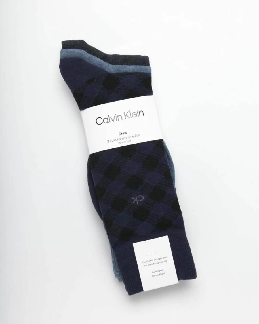 Calvin Klein Men's 3-Pack Patterned Crew Dress Socks for Casual & Formal Wear