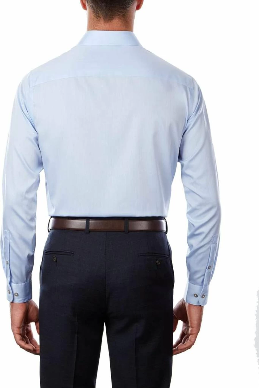 Calvin Klein Men's Regular Fit Non-Iron Herringbone Dress Shirt in Solid Blue, Size 16.5 Neck 34-35 Sleeve