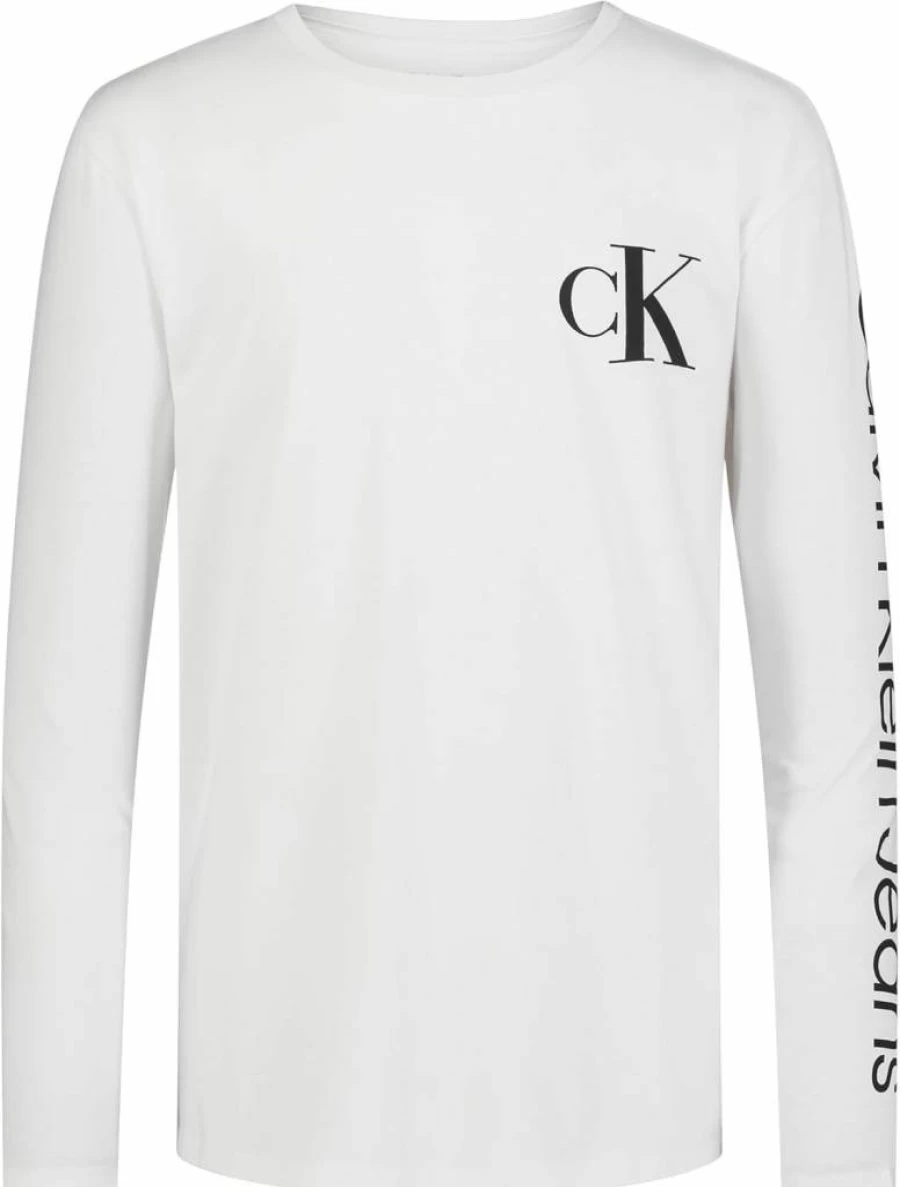 Calvin Klein Boys' Soft Long Sleeve Crew Neck T-Shirt - Comfortable Relaxed Fit Cotton Tee for Kids