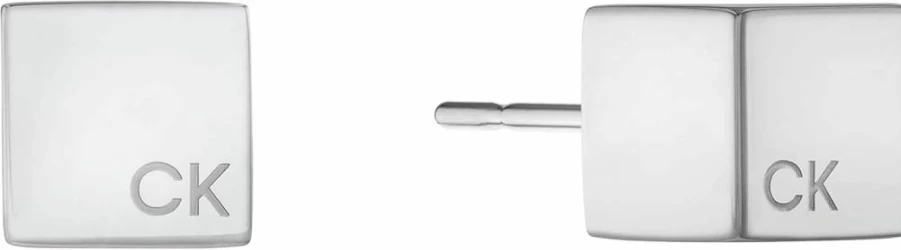 Calvin Klein Women's Modern Sculpted Cube Stud Earrings in Sterling Silver | Minimalist Designer Jewelry