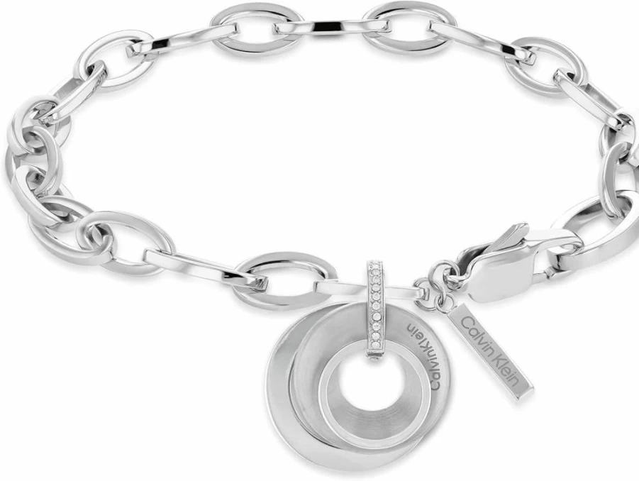 Calvin Klein Women's Magnetic Closure Chain Bracelet - Contemporary Oval Design in Industrial Metals