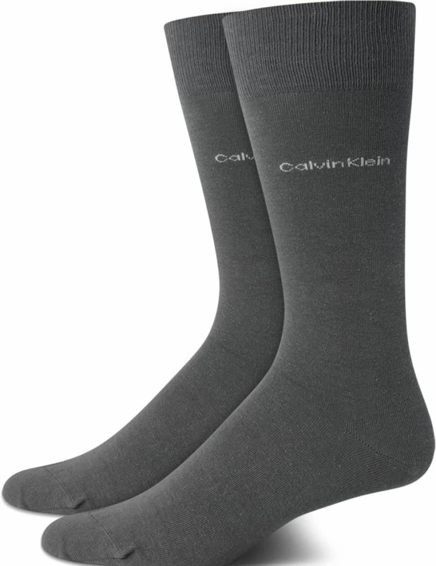 Calvin Klein Men's Dress Socks 2-Pack - Soft Egyptian Cotton Blend Crew Socks with Stay-Up Cuff for Comfort & Style (Sizes 7-12)