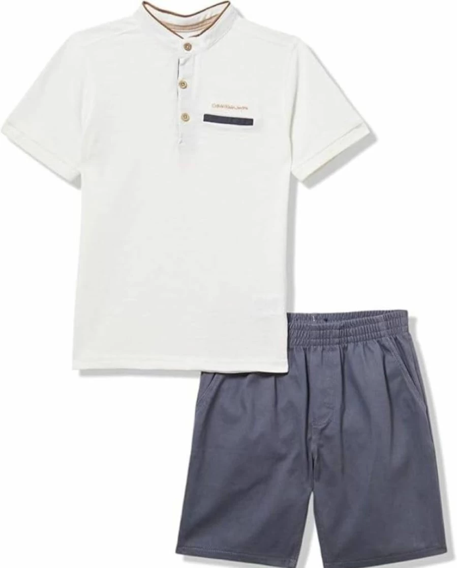 Calvin Klein Baby Boys' 2-Piece Cotton Shorts Set - Comfortable Summer Outfit for Toddlers