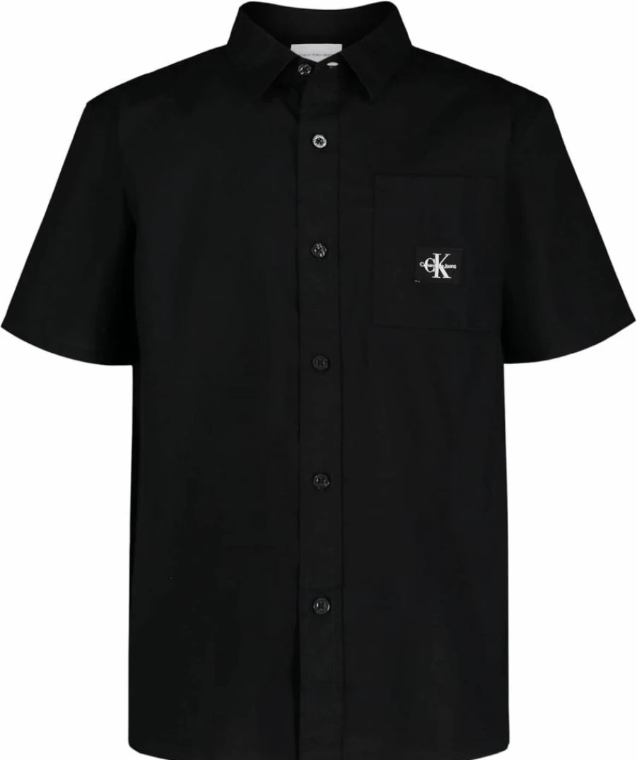 Calvin Klein Boys' Short Sleeve Button Down Shirt for Kids - Classic Woven Casual Top