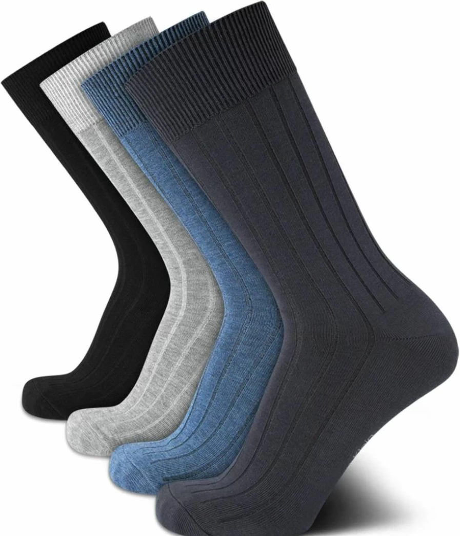Calvin Klein Men's 4-Pack Lightweight Breathable Dress Socks - Soft Combed Cotton Blend Crew Socks for Men Size 7-12