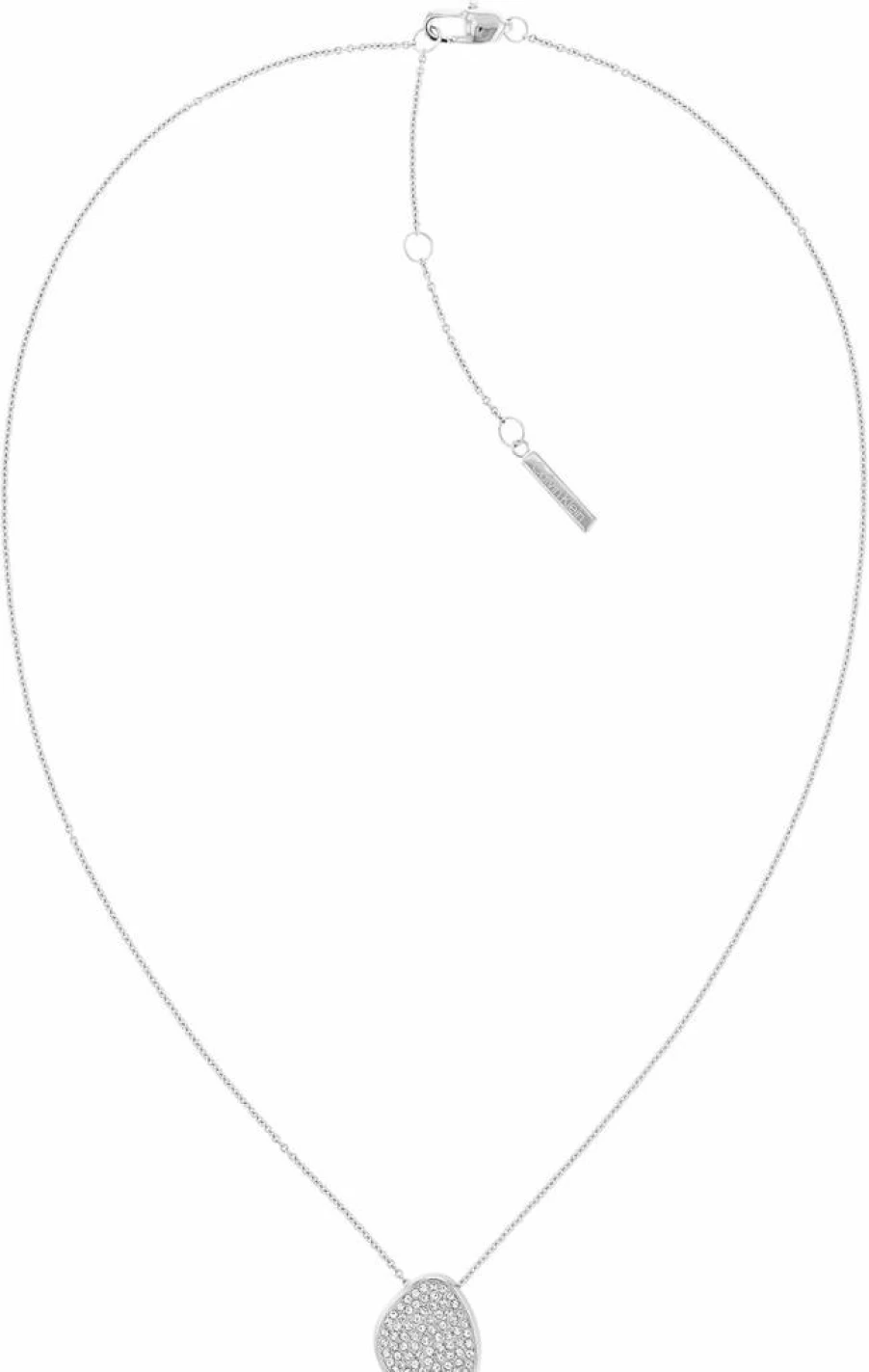 Calvin Klein Women's Dual-Sided Crystal Necklace - Stainless Steel Sculptural Silhouette Pendant