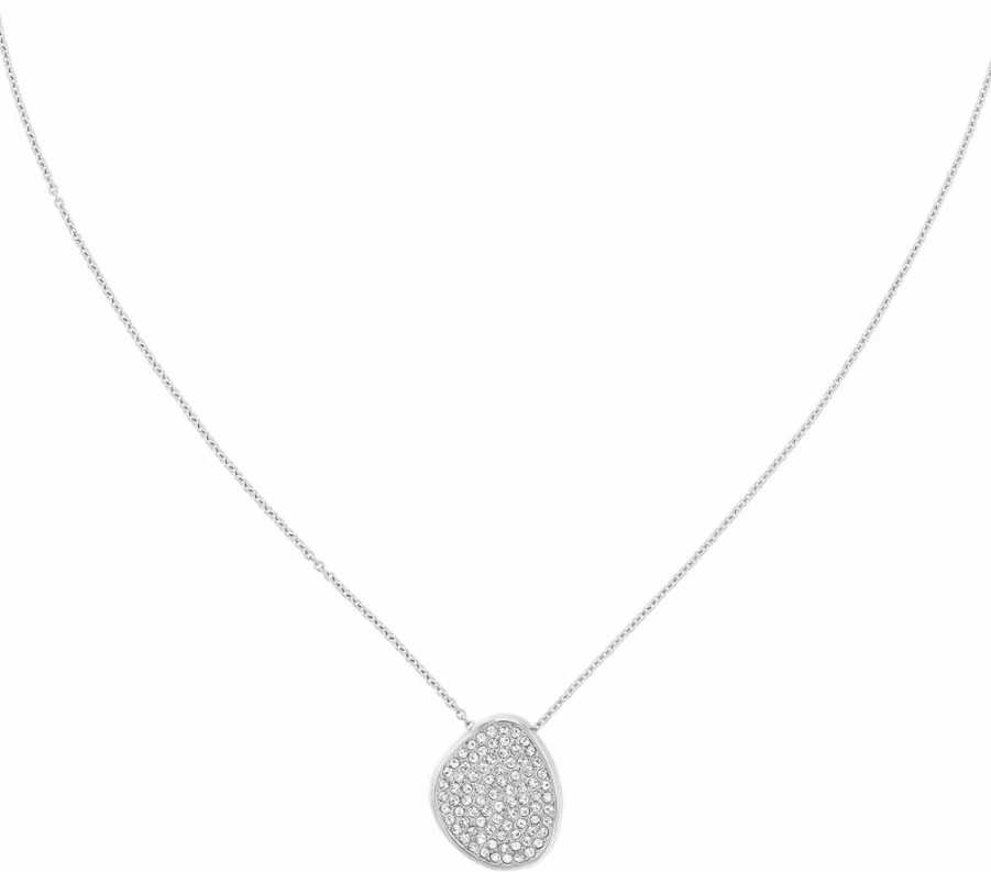 Calvin Klein Women's Dual-Sided Crystal Necklace - Stainless Steel Sculptural Silhouette Pendant