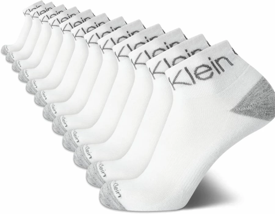 Calvin Klein Men's Athletic Cushioned Ankle Socks - 12-Pack Quarter Cut Sports Socks for Men