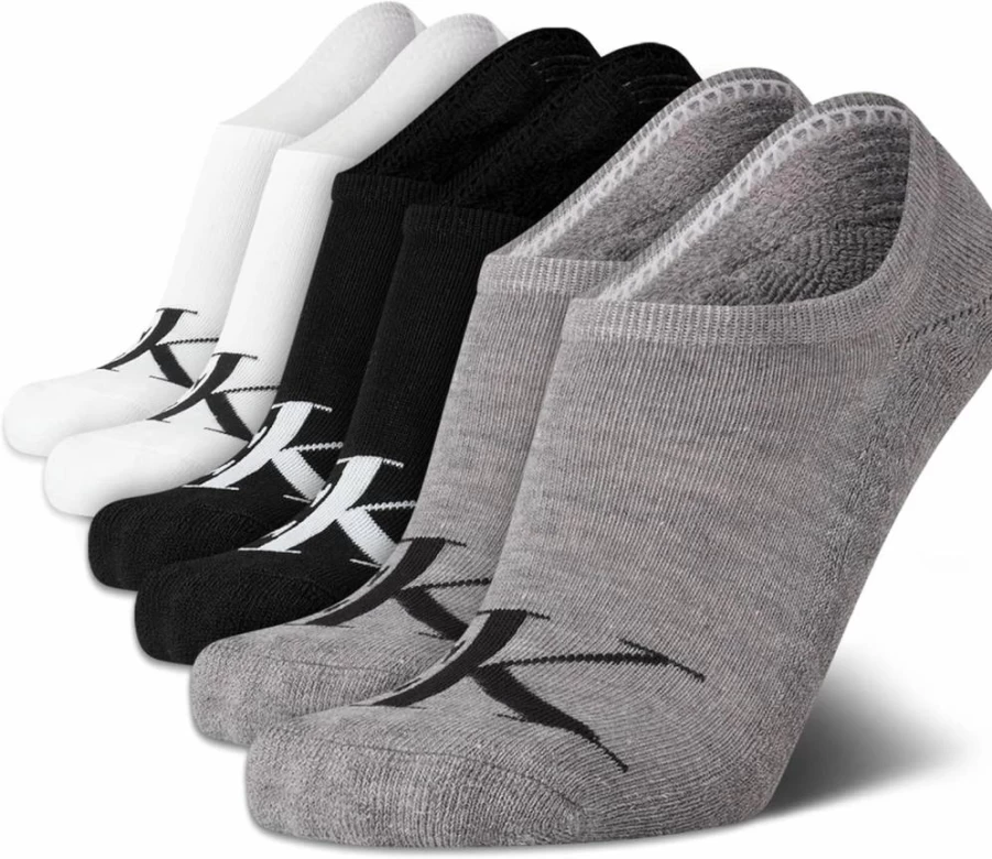 Calvin Klein Men's No Show Socks 6-Pack - Cushioned Non-Slip Low Cut Sneaker Socks for Men Size 7-12