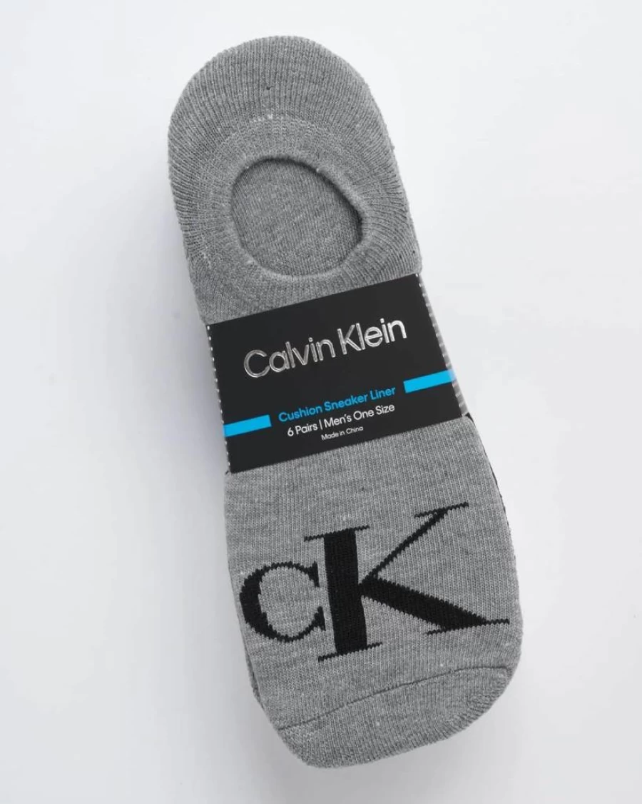 Calvin Klein Men's No Show Socks 6-Pack - Cushioned Non-Slip Low Cut Sneaker Socks for Men Size 7-12