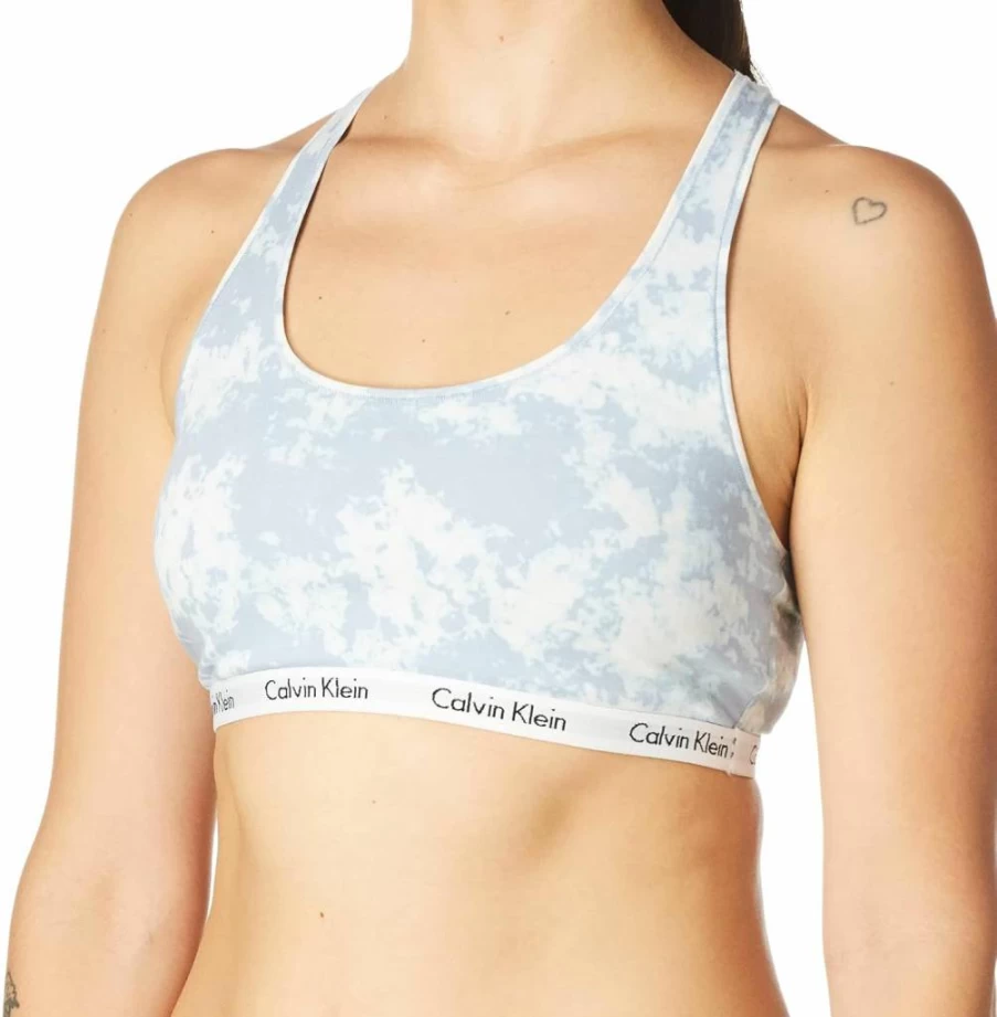 Calvin Klein Women's Carousel Logo Bralette Bra - Comfortable Cotton Underwire-Free Lace Lingerie