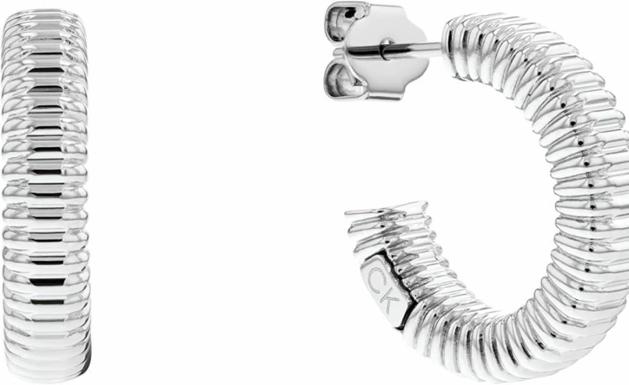 Amazon Women's Ribbed C-Shape Earrings: Unique Textured Design for Elegant Style