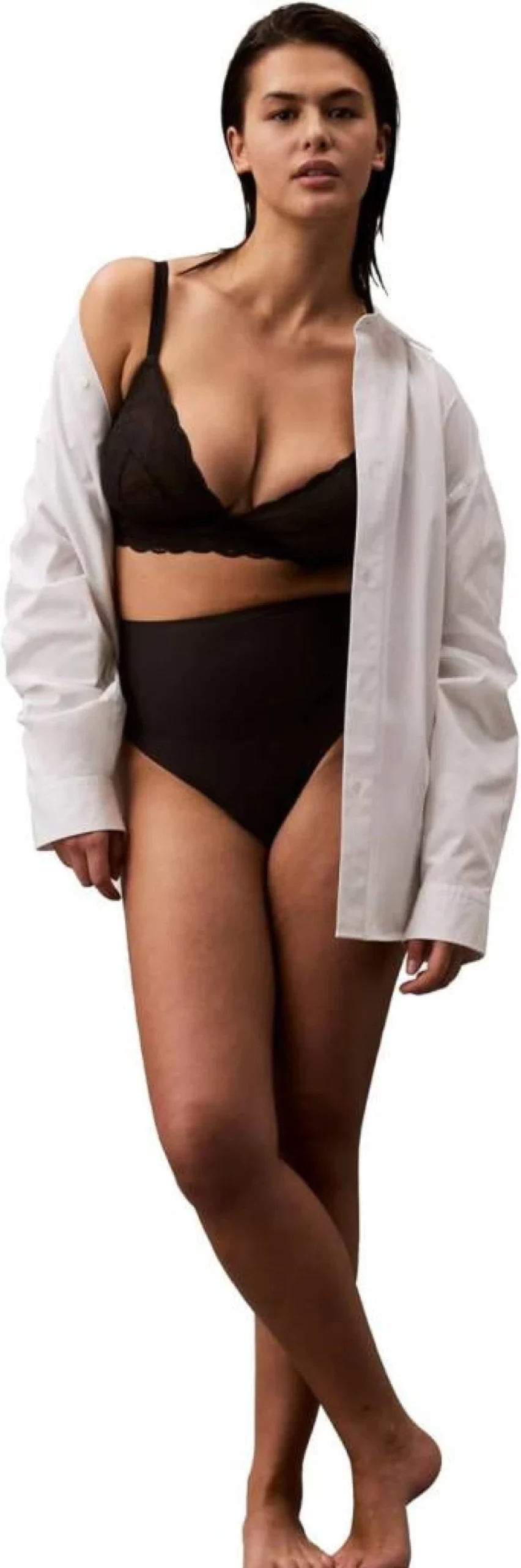 Calvin Klein Women's High-Waist Smoothing Shapewear Thong - Second Skin Comfort & Tummy Control Underwear