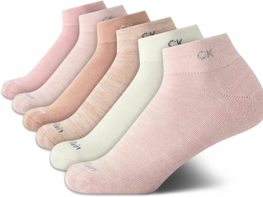 Calvin Klein Women's 6-Pack Cushioned Athletic Ankle Socks for Sports Size 4-10