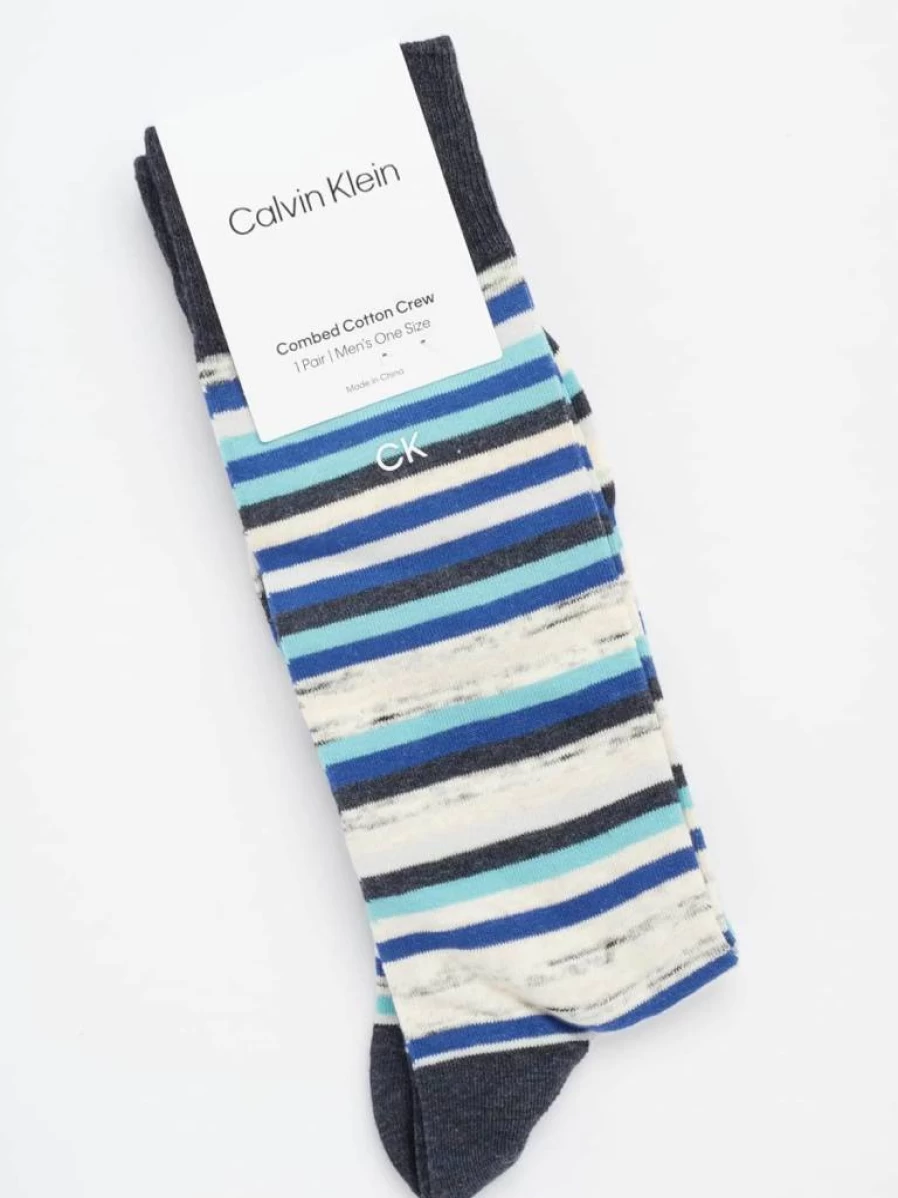 Calvin Klein Men's Crew Dress Socks - 1 Pair Soft Breathable Egyptian Cotton Blend with Stay-Up Cuff for Comfort
