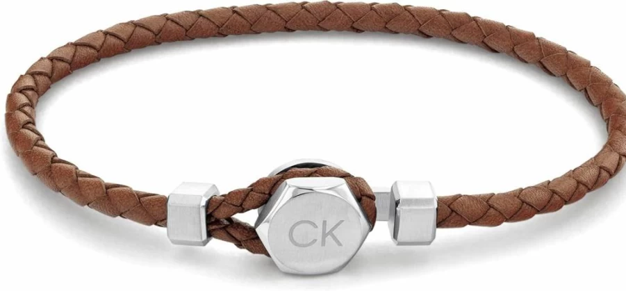 Calvin Klein Men's Genuine Leather Bracelet – Stylish & Durable Designer Jewelry for Men