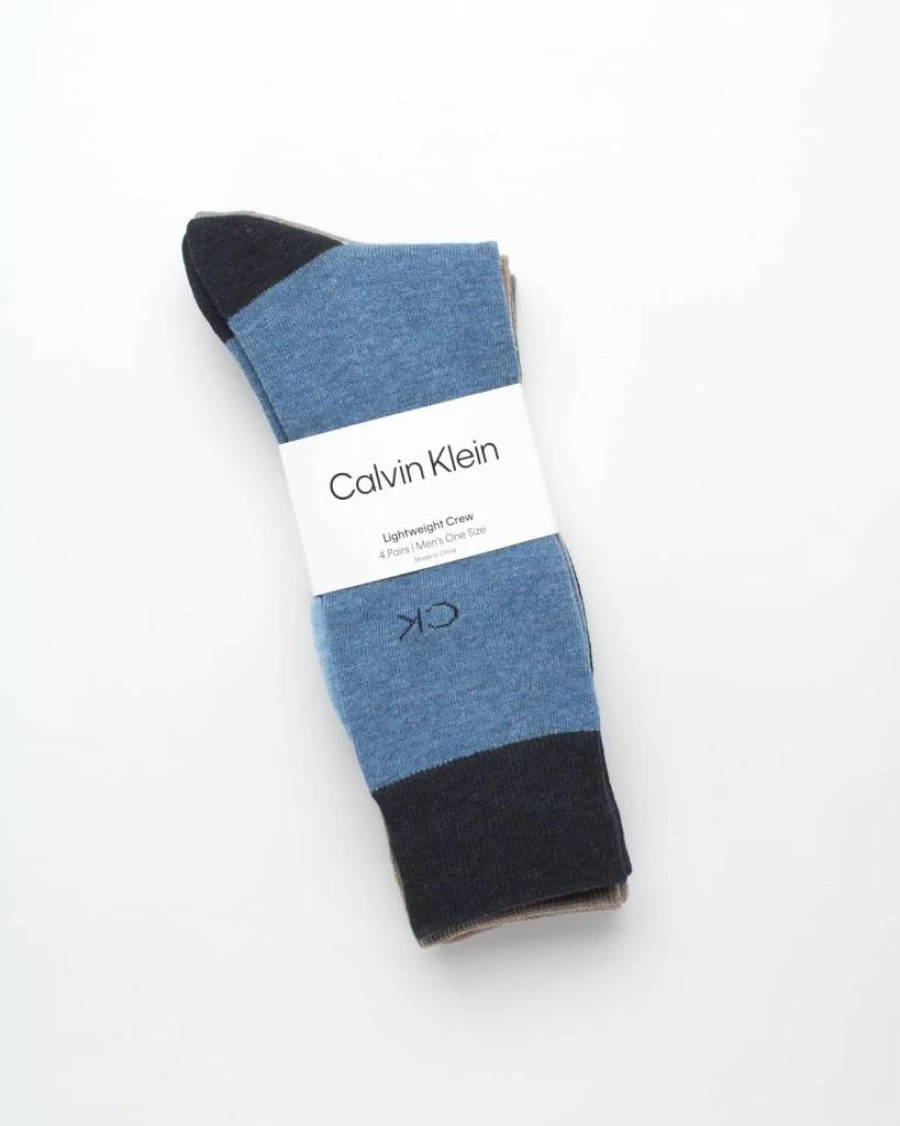Calvin Klein Men's Cotton Blend Dress Socks 4-Pack - Crew Length Solid & Patterned Styles for Casual & Formal Wear
