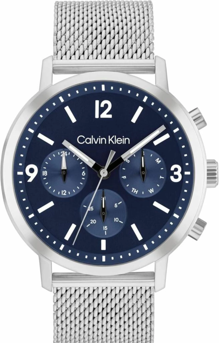 Calvin Klein Men's 44mm Stainless Steel Mesh Bracelet Multifunction Watch - 5ATM Water Resistant Fashion Timepiece for Bold Style