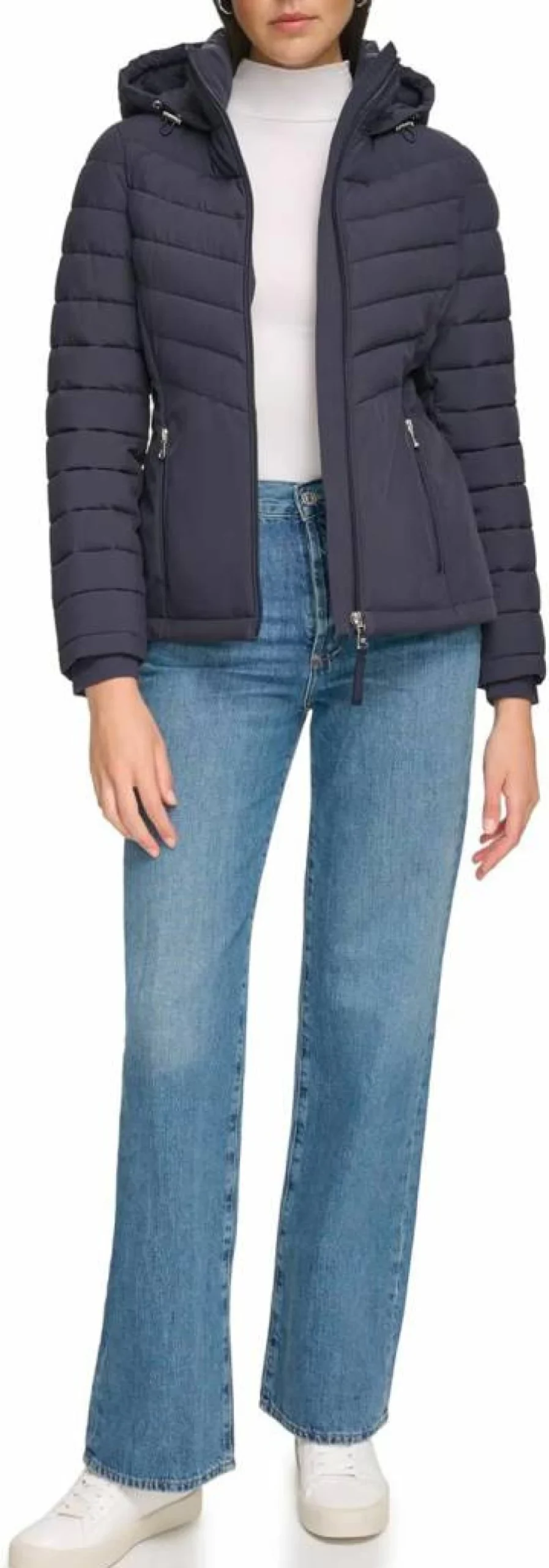 Calvin Klein Women's Classic Hooded Puffer Jacket with Zip Front for Winter Warmth
