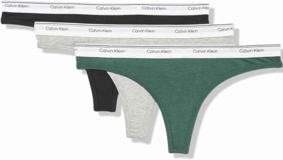 Calvin Klein Women's 3-Pack Cotton Stretch Thong Underwear - Comfortable & Breathable Panties