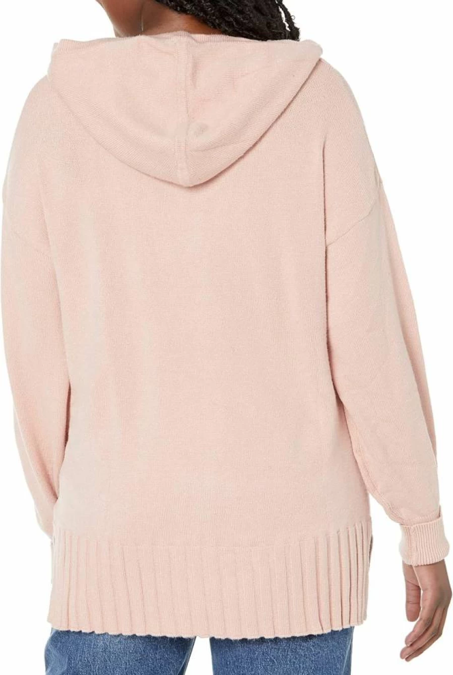 Calvin Klein Women's Hooded Sweater with Long Puff Sleeves - Cozy Knit Pullover for Casual Wear