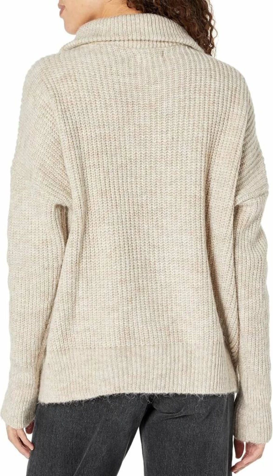 Calvin Klein Women's Oversized Long Sleeve Half Zip Mock Neck Top Casual Comfortable Loungewear
