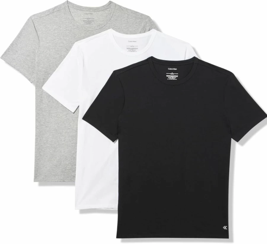 Calvin Klein Men's Cotton Crew Neck Undershirt - Comfortable Slim Fit White T-Shirt for Men