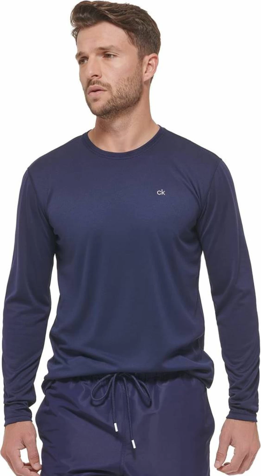 Calvin Klein Men's UPF 40+ Quick-Dry Long Sleeve Swim Shirt for Sun Protection