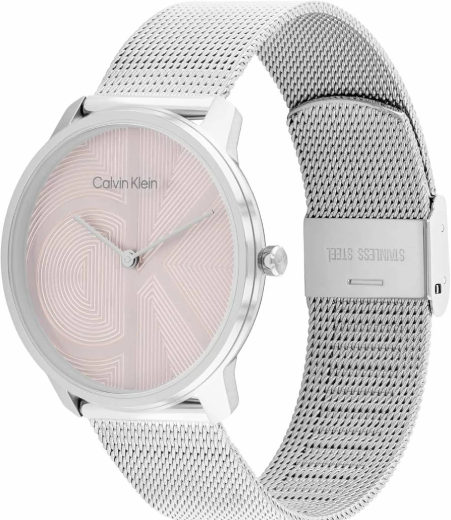 Calvin Klein Women's CK Iconic 35mm Stainless Steel Mesh Quartz Watch - 30m Water Resistant Fashion Timepiece - Elegant Gift for Her