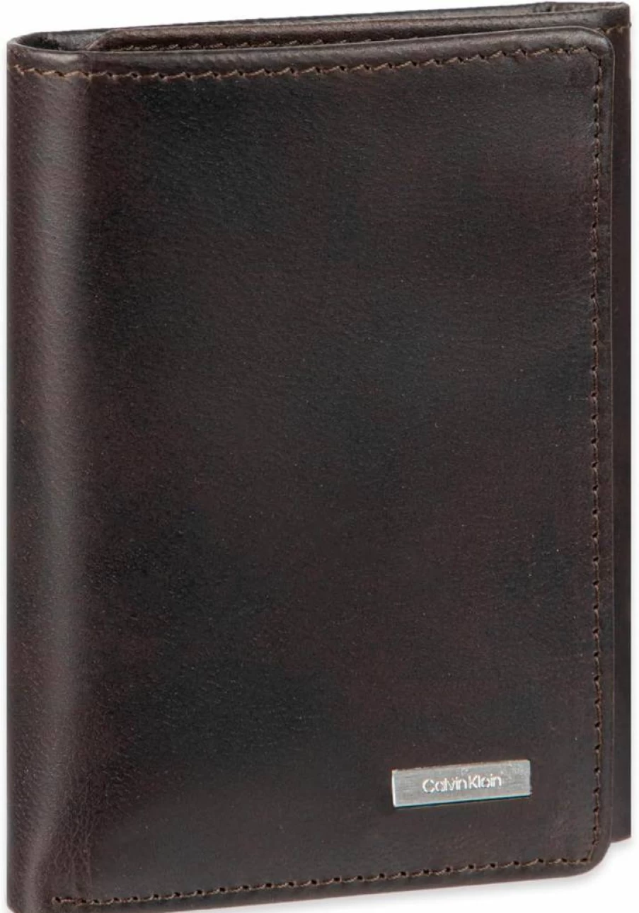Calvin Klein Men's Genuine Leather RFID Blocking Trifold Wallet for Secure Storage
