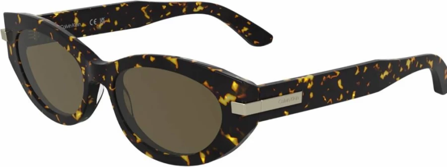 Calvin Klein Women's Havana Brown Lens Sunglasses CK25502S - Classic Aviator Style