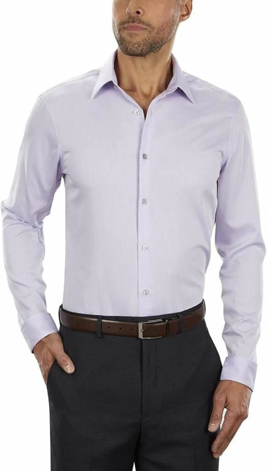 Calvin Klein Men's Slim Fit Herringbone Non-Iron Dress Shirt for Business Casual Wear