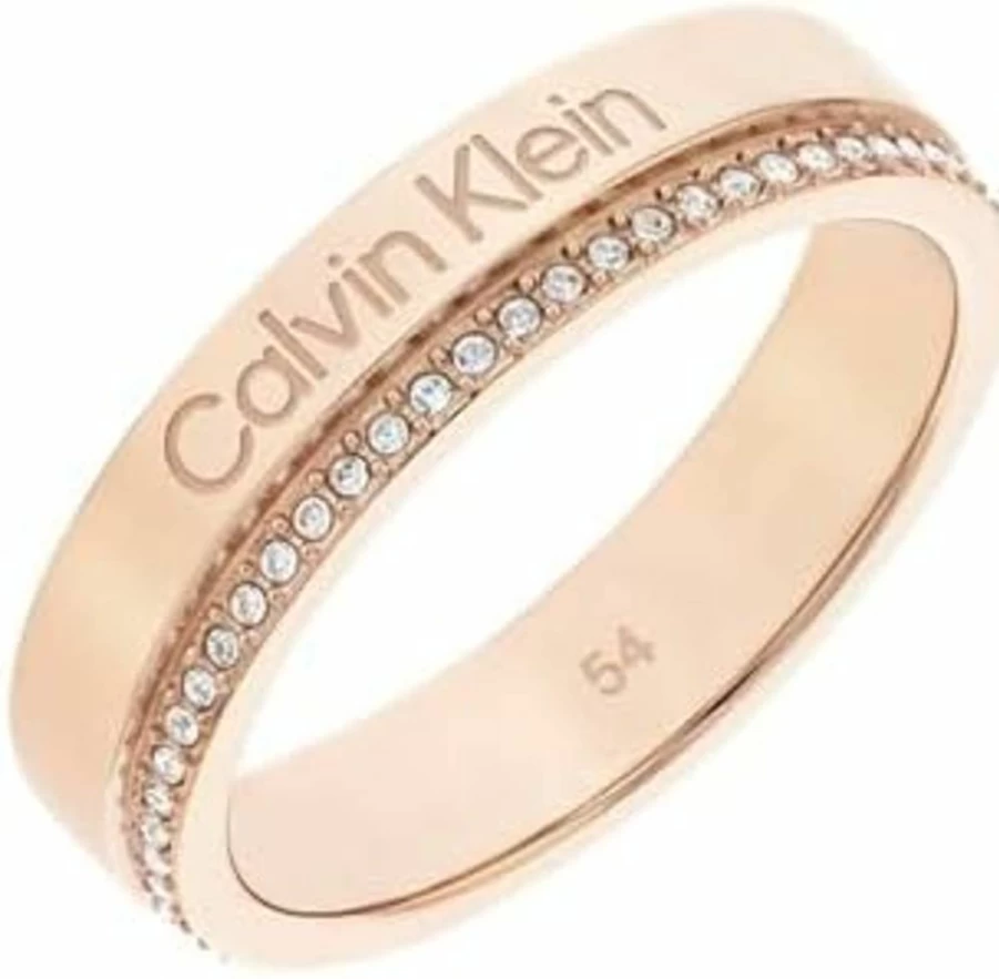 Calvin Klein Women's Crystal Accent Minimalist Ring - Elegant Linear Design