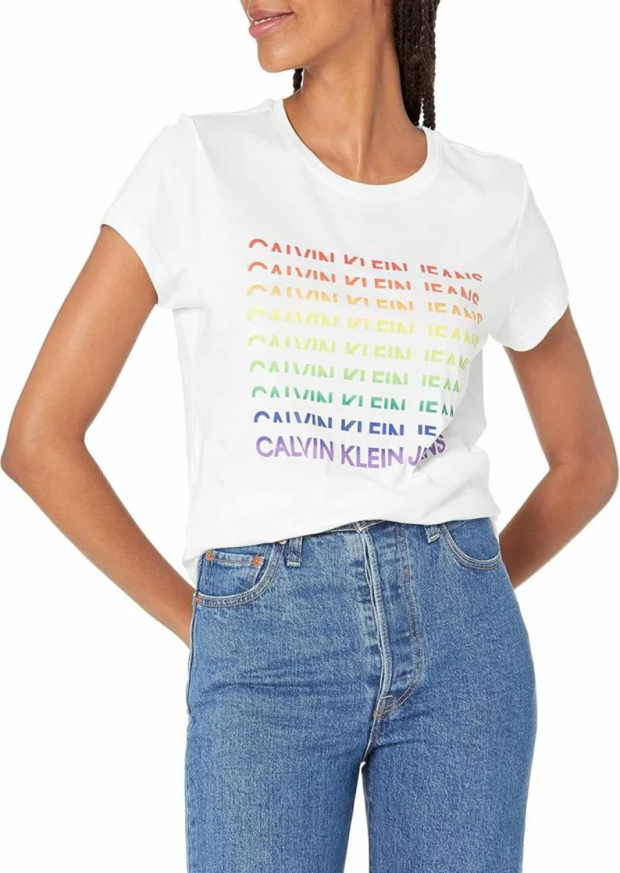 Calvin Klein Women's Ombre Print Iconic T-Shirt | Classic Casual Tee for Women