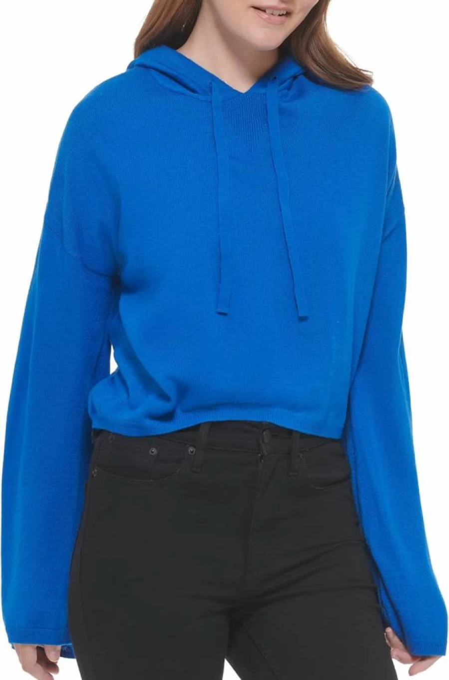 Calvin Klein Women's V-Neck Chain Stitch Knit Sweater Casual Pullover Top