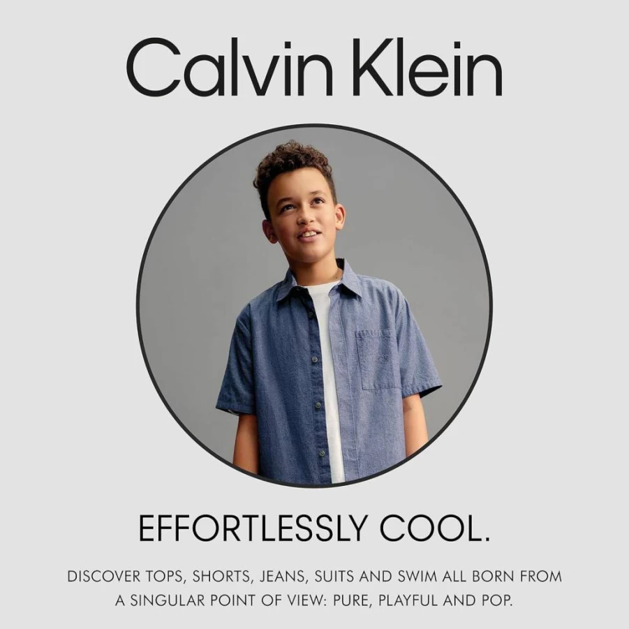 Calvin Klein Boys' Slim Fit Stretch Denim Jeans with Zipper Fly & Button Closure, 5-Pocket Straight Leg Design