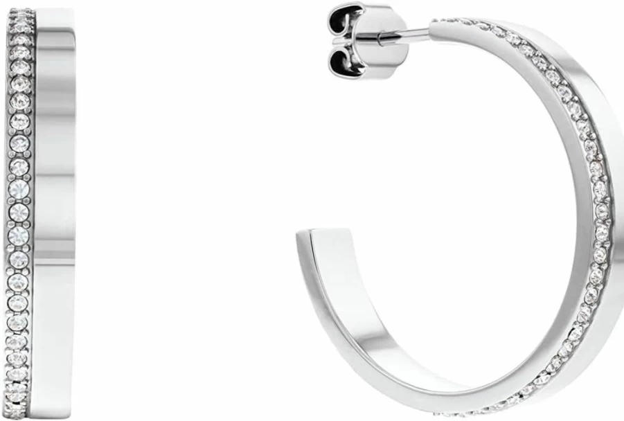 Amazon Women's C-Shape Crystal Earrings: Sleek Minimalist Linear Design for Elegant Style