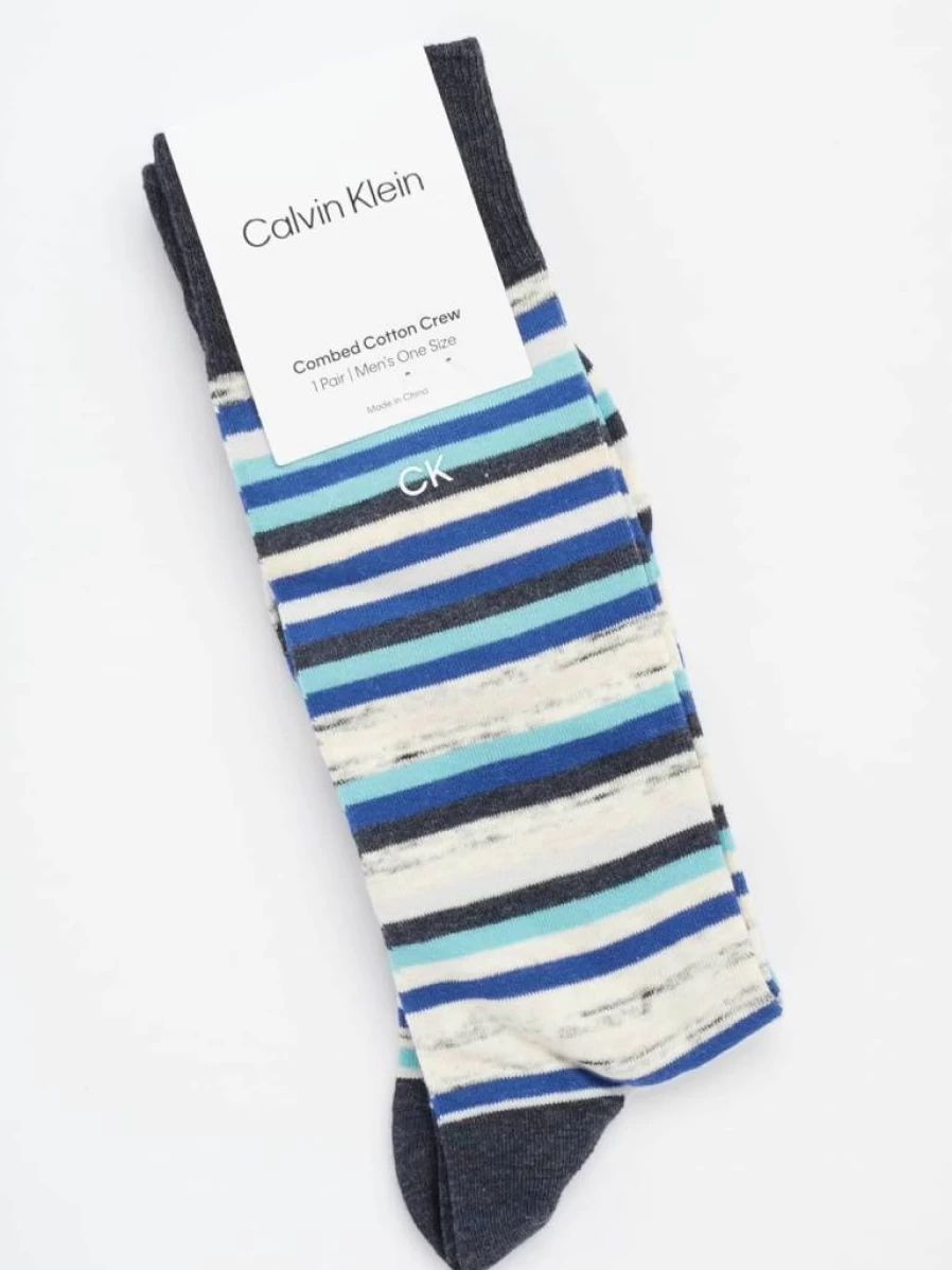 Calvin Klein Men's Comfort Stay-Up Dress Socks - Soft Breathable Egyptian Cotton Blend Crew Socks for Work & Formal Wear