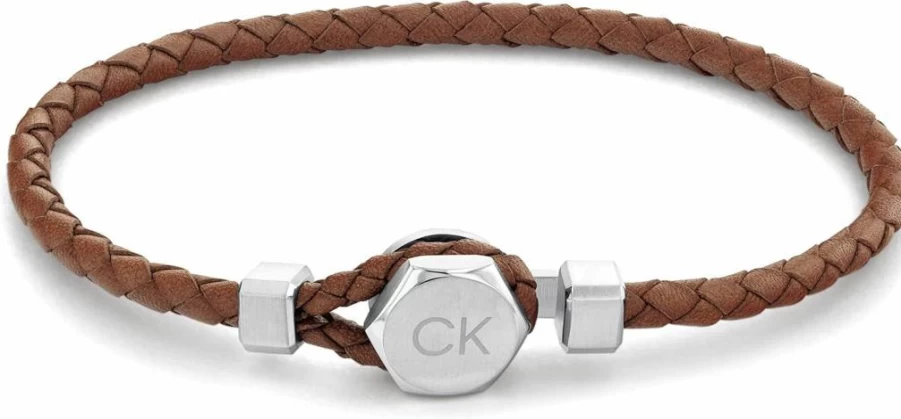 Calvin Klein Men's Genuine Leather Bracelet for Men - Stylish & Durable Designer Cuff