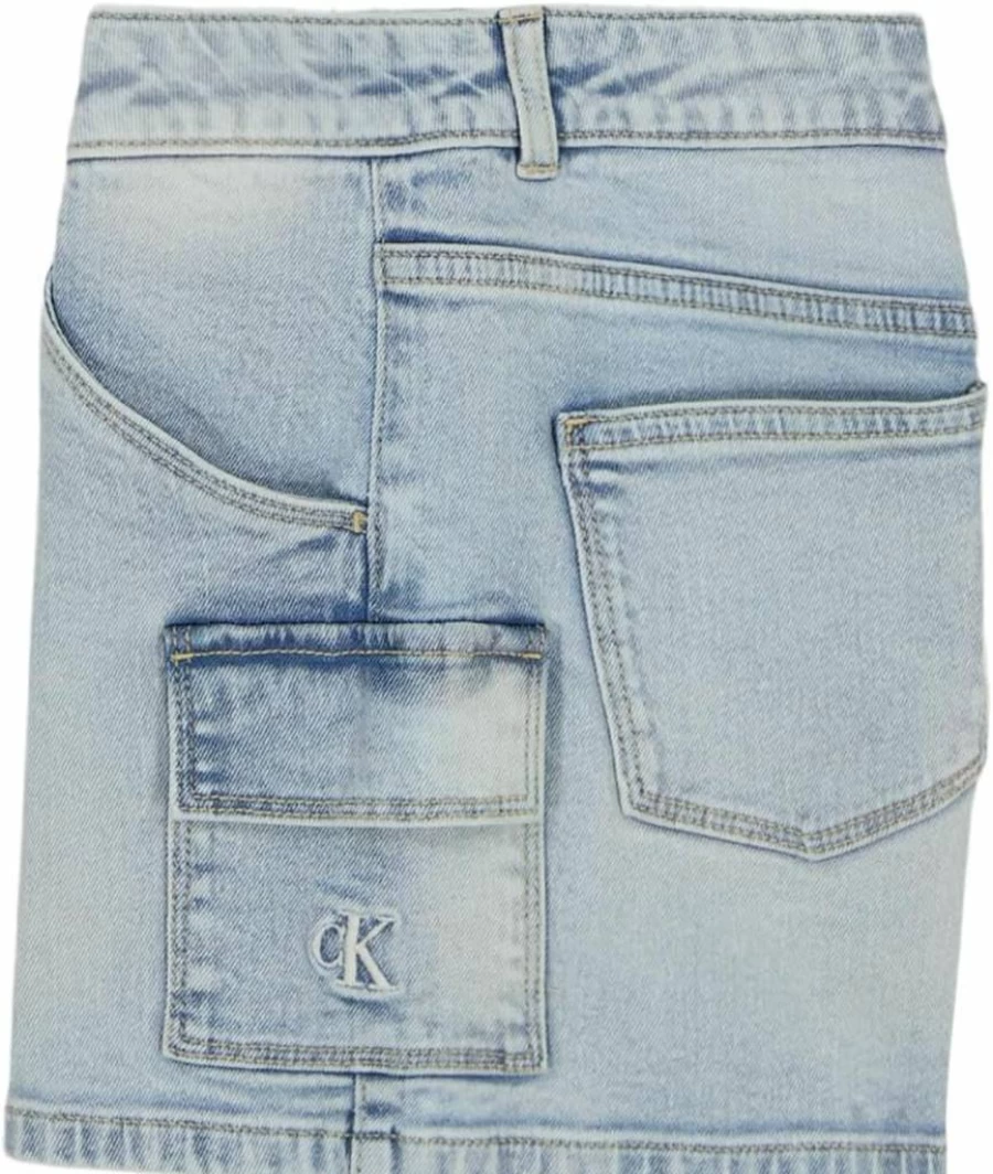 Calvin Klein Girls' Cargo Denim Shorts - Relaxed Fit Stretch Jeans for Comfort & Style