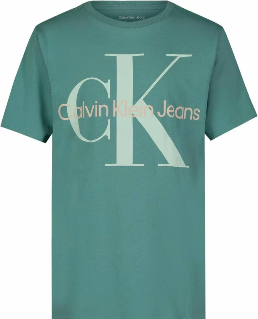Calvin Klein Boys' Relaxed Fit Soft Cotton Short Sleeve Logo Crew Neck T-Shirt for Comfortable Everyday Wear