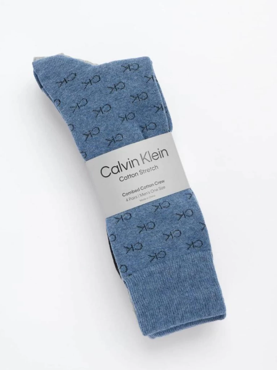 Calvin Klein Men's Cotton Blend Patterned Dress Socks - 4-Pack Crew Socks for Casual & Formal Wear